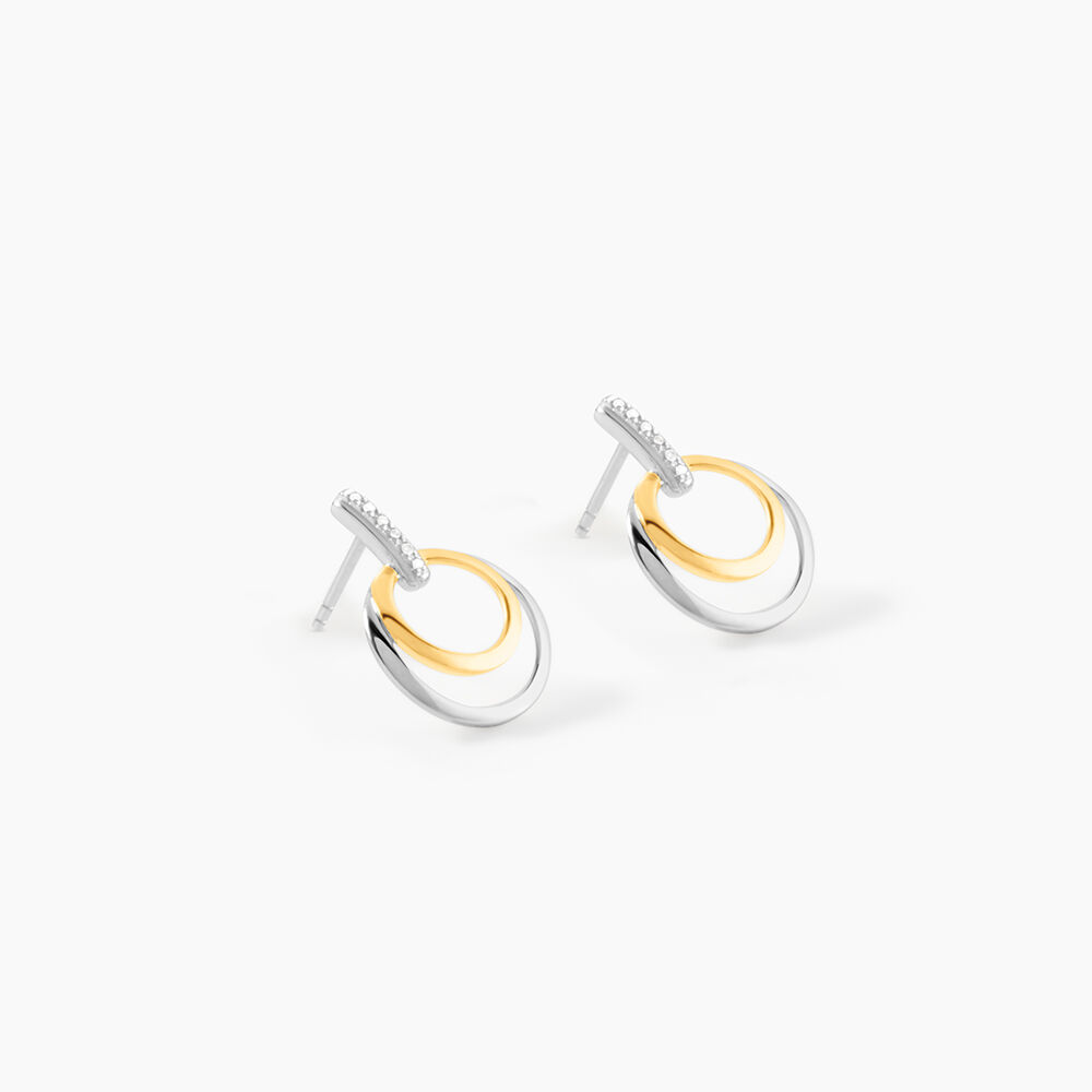 Boucles D'oreilles Pendantes Or Bicolore Eloisia Diamants - Pendantes Femme | Marc Orian