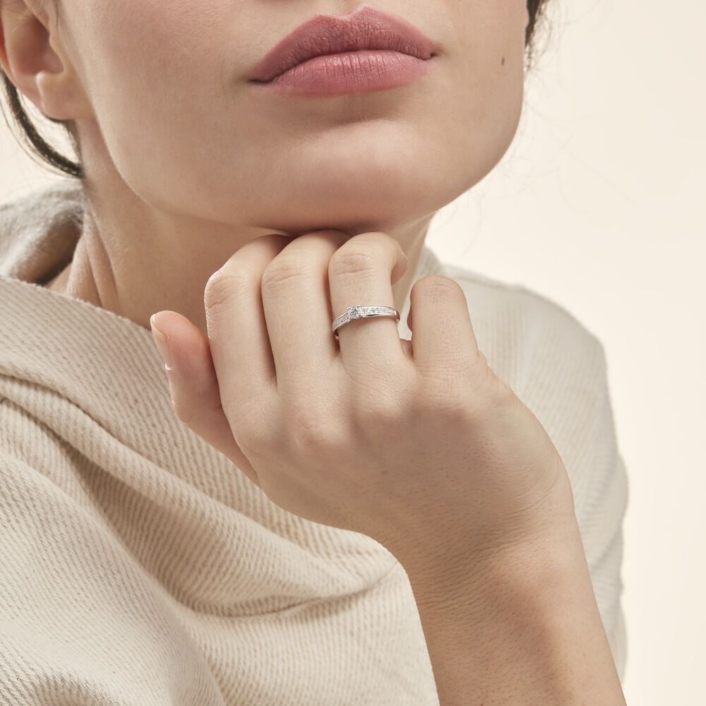 Bague Solitaire Aramis Or Blanc Diamant - Solitaires Femme | Marc Orian