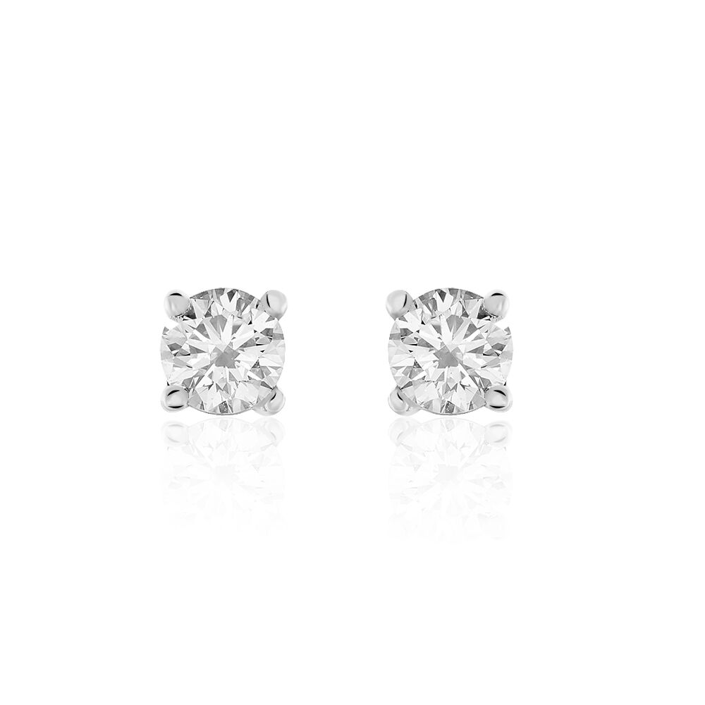Boucles D'oreilles Puces Victoria Or Blanc Diamant - Puces Femme | Marc Orian