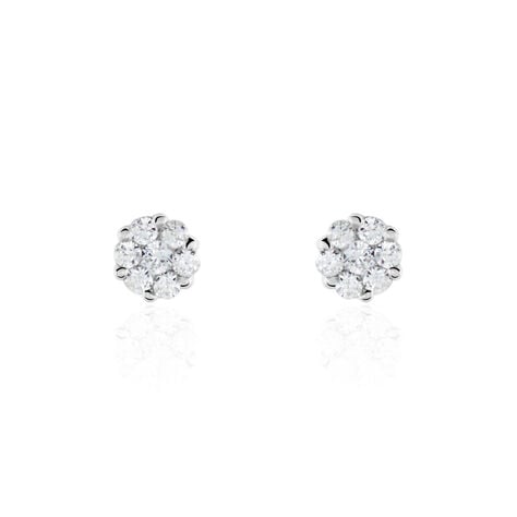 Boucles D'oreilles Puces Eleanor Fleur Or Blanc Oxyde De Zirconium - Puces Femme | Marc Orian
