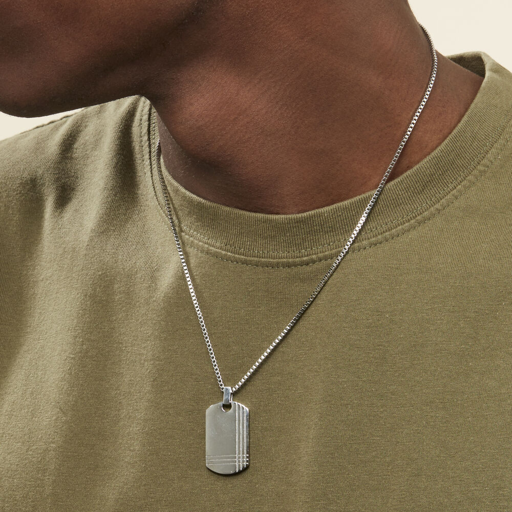 Collier Quadrillage Acier Blanc - Colliers Homme | Marc Orian