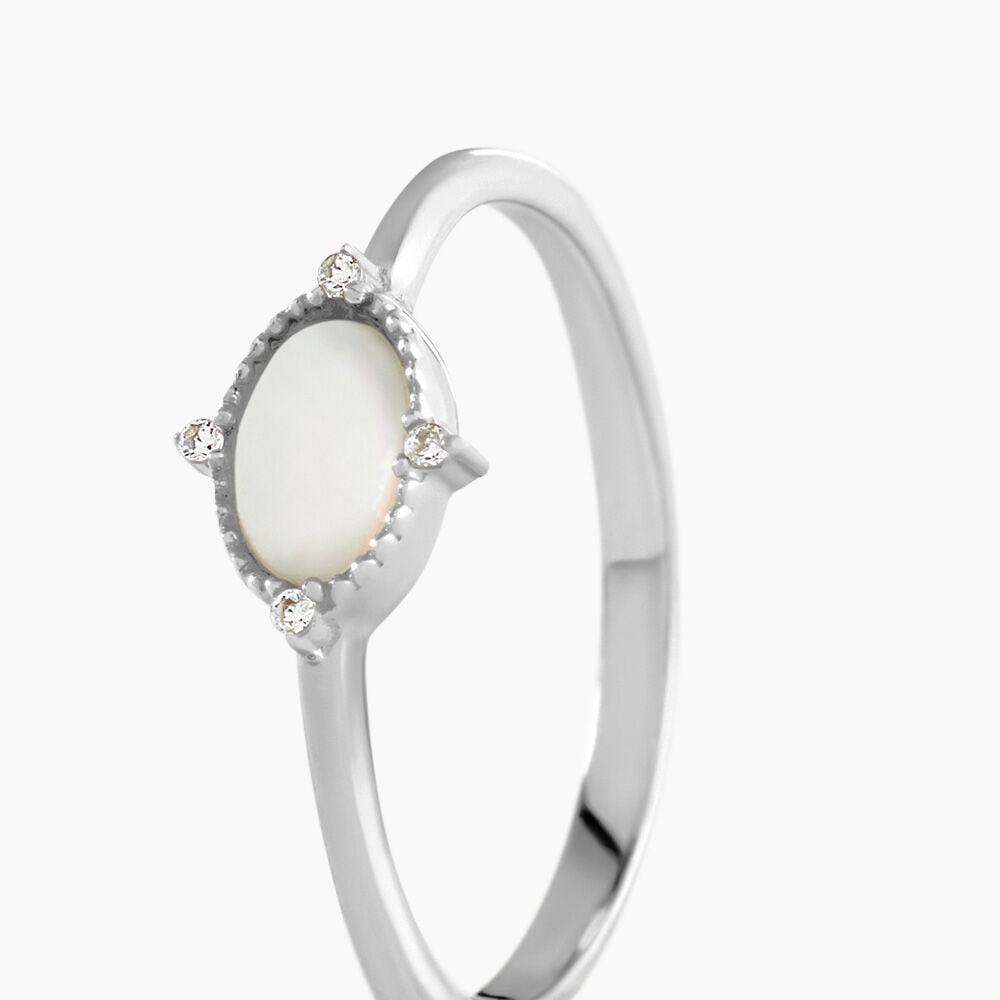 Bague Margot Argent Blanc Nacre Oxyde De Zirconium - Bijoux fantaisie Femme | Marc Orian