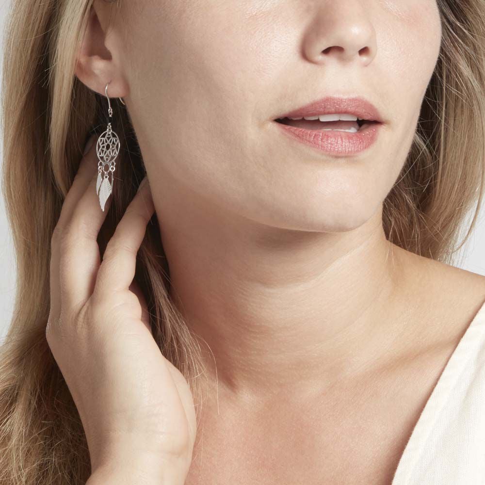 Boucles D'oreilles Pendantes Dream Catcher Argent Pierre De Synthese - Pendantes Femme | Marc Orian
