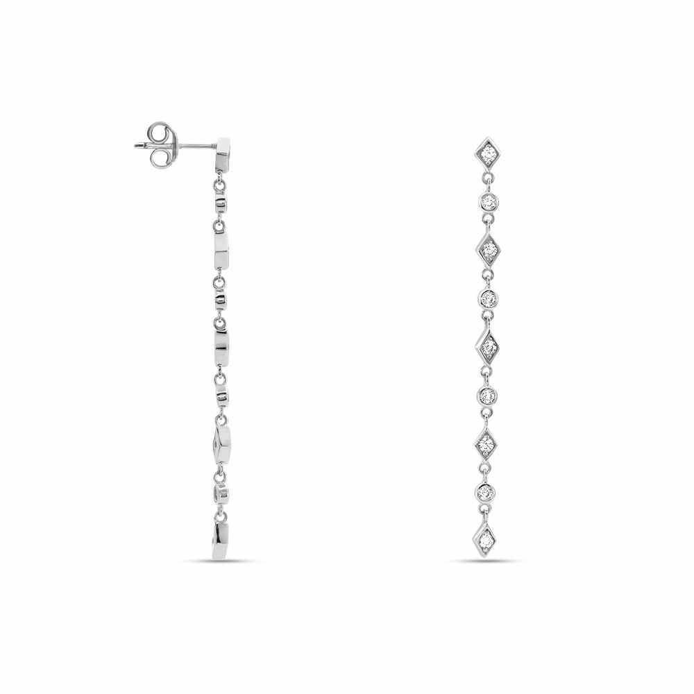 Boucles D'oreilles Pendantes Mascaret Argent Blanc Oxyde De Zirconium - Pendantes Femme | Marc Orian
