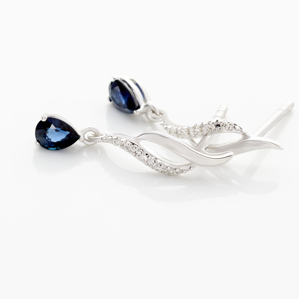 Boucles D'oreilles Puces Nolia Or Blanc Saphir Et Diamant -  Femme | Marc Orian