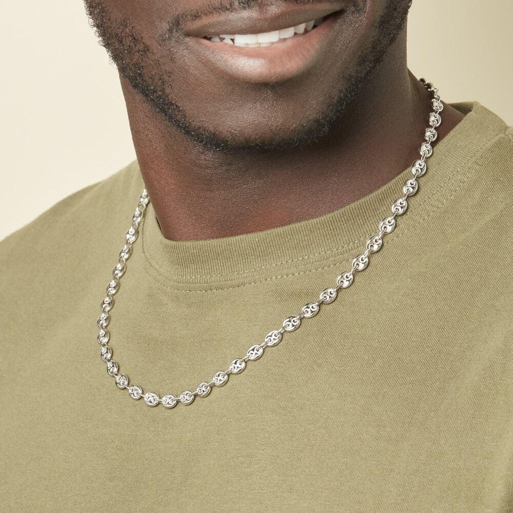 Collier Carrus Maille Grain De Cafe Argent Blanc - Chaines Homme | Marc Orian