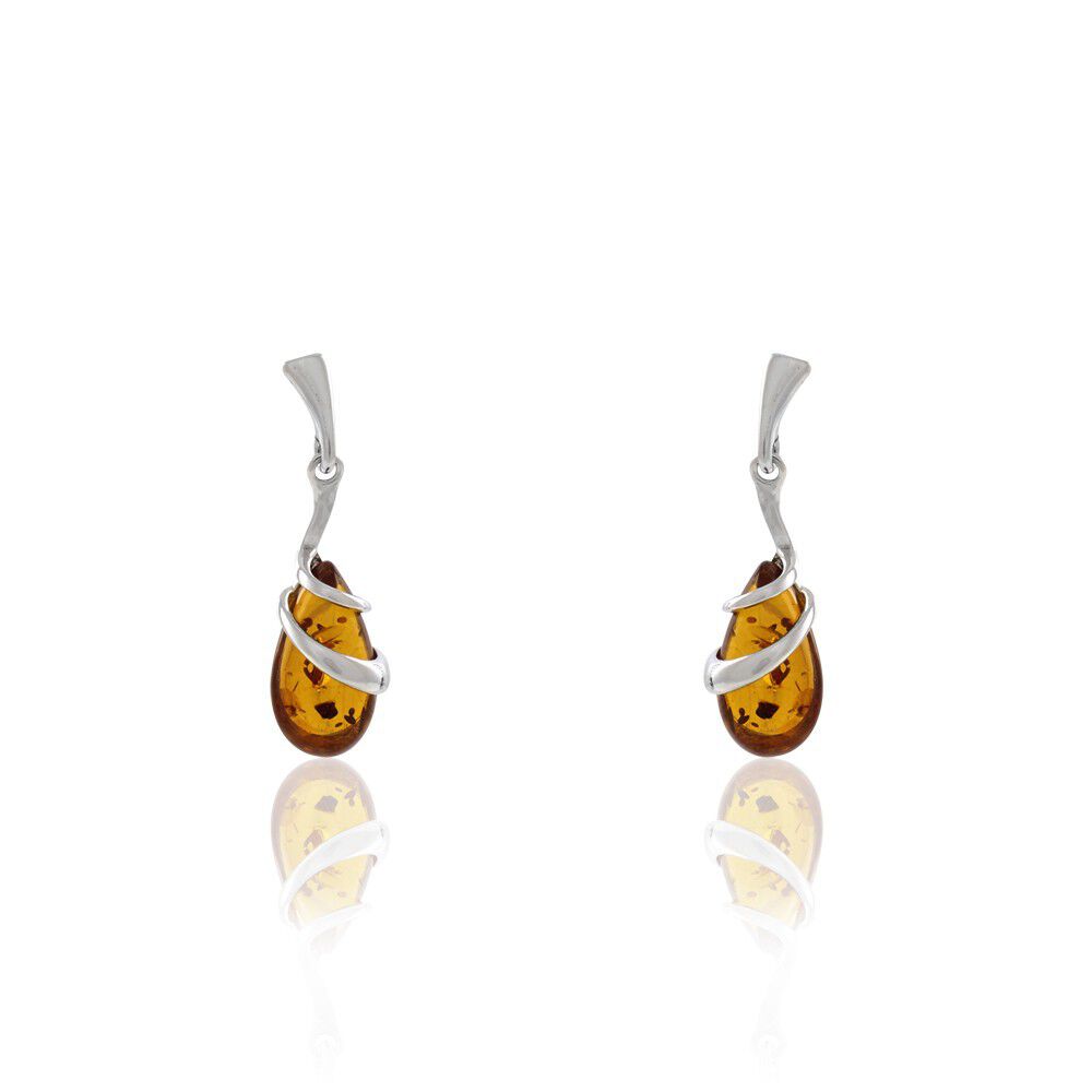 Boucles D'oreilles Pendantes Argent Blanc Melusine Ambre - Pendantes Femme | Marc Orian