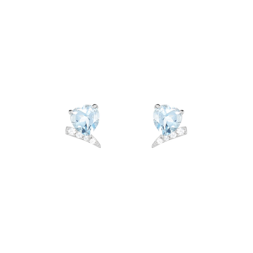 Boucles D'oreilles Puces Eva Or Blanc Topaze Et Oxyde De Zirconium - Puces Femme | Marc Orian