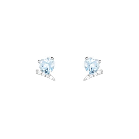 Boucles D'oreilles Puces Eva Or Blanc Topaze Et Oxyde De Zirconium - Puces Femme | Marc Orian