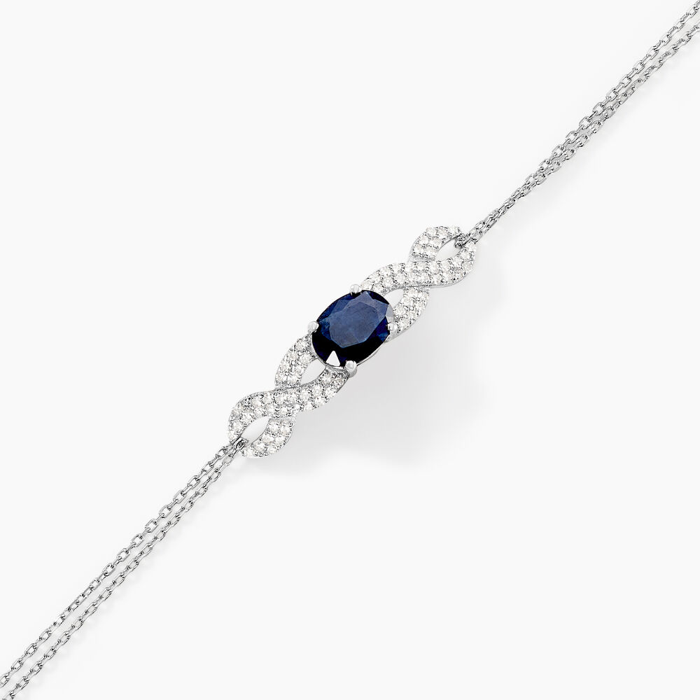 Bracelet Oceania Or Blanc Saphir Et Diamant - Bracelets chaînes Femme | Marc Orian