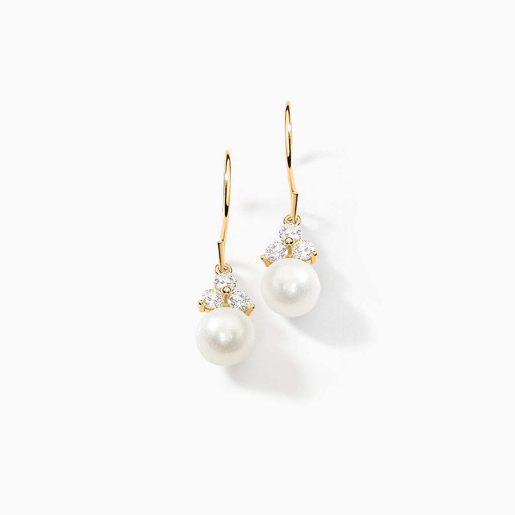 Boucles D'oreilles Pendantes Taissia Or Jaune Perle De Culture - Boucles d'oreilles mariage Femme | Marc Orian