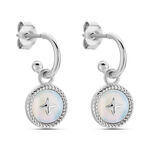 Cr&eacute;oles Izarra Argent Blanc Nacre - Boucles d'oreilles pampille Femme | Marc Orian