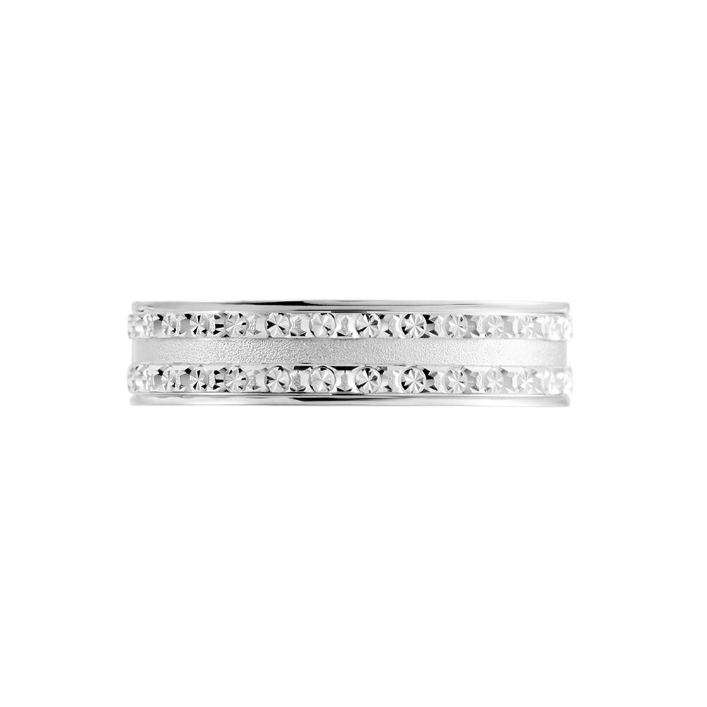 Alliance Satine Diamantee Ruban Plat Or Blanc - Alliances duo Unisex | Marc Orian
