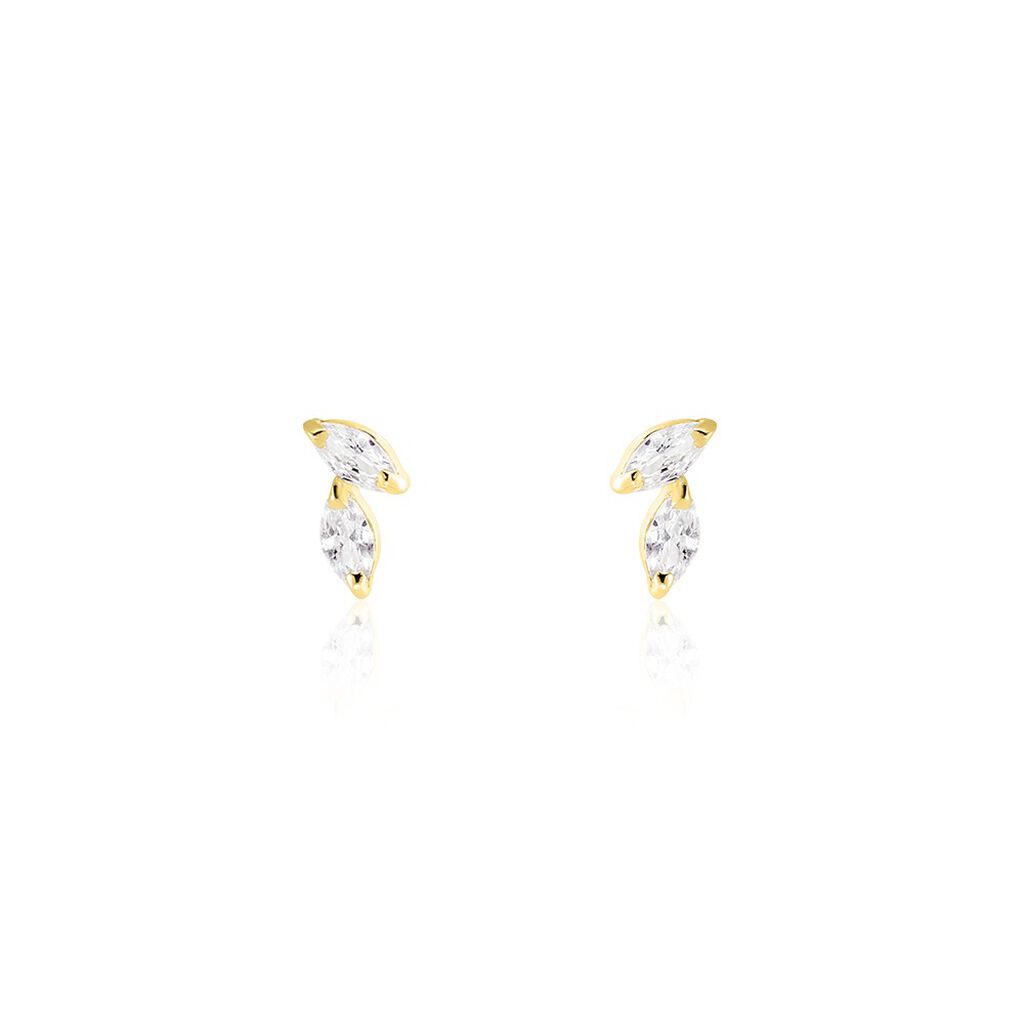 Boucles D'oreilles Puces Mix And Match Or Jaune Oxyde De Zirconium - Puces Femme | Marc Orian
