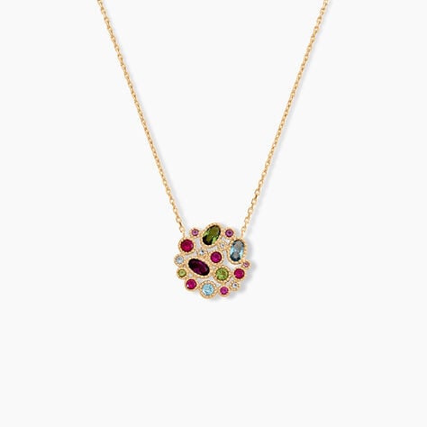 Collier Lutine Plaqu&eacute; Or Jaune Oxyde Et Pierre De Synthese - Colliers avec pierres Femme | Marc Orian