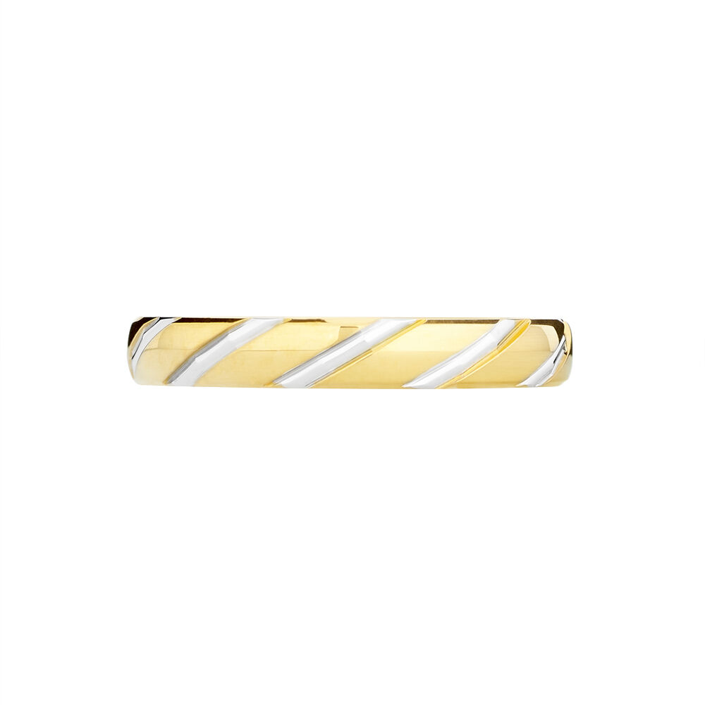 Alliance Strie Fantaisie Demi Jonc Classique Or Bicolore - Alliances duo Unisex | Marc Orian