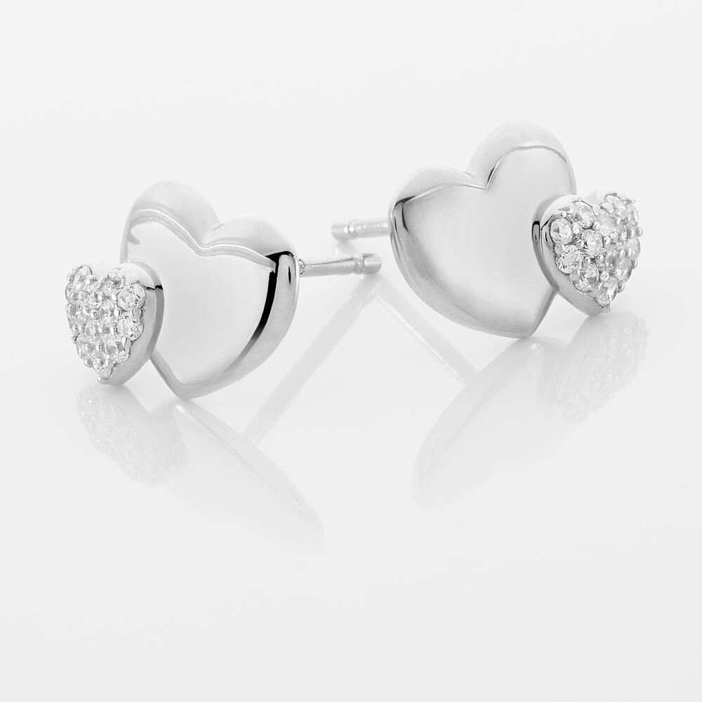 Boucles D'oreilles Puces Flamen Argent Blanc Oxyde De Zirconium - Puces Femme | Marc Orian