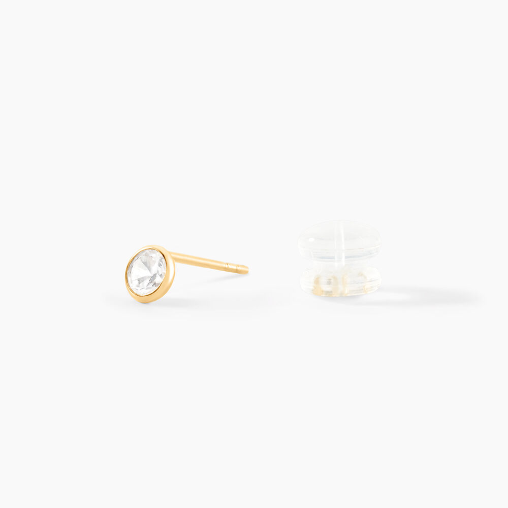 Boucles D'oreilles Puces Elda Serti Clos Or Jaune Oxyde De Zirconium - Puces Femme | Marc Orian