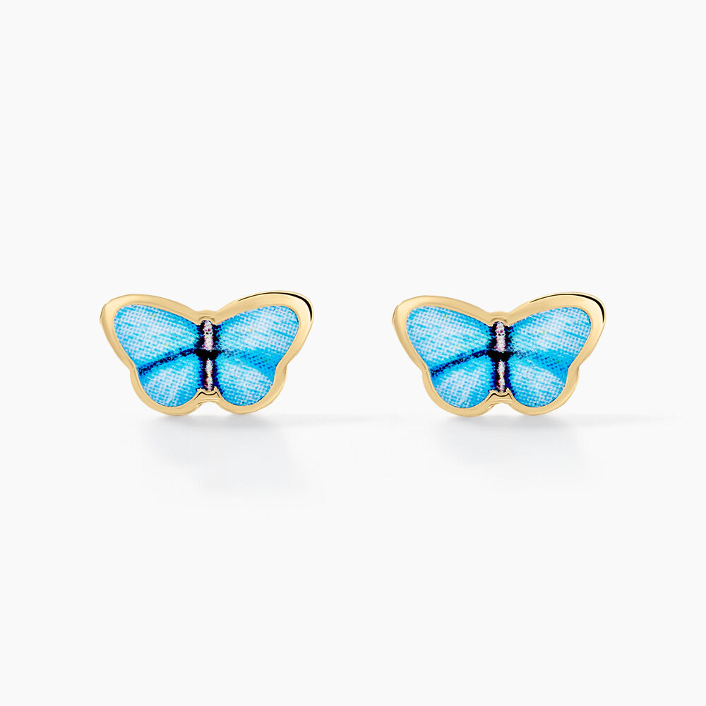 Boucles D'oreilles Puces Sulivia Papillon Or Jaune - Puces Enfant | Marc Orian