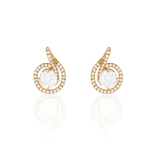 Boucles D'oreilles Puces Florentina Plaqué Or Jaune Oxyde De Zirconium - Puces Femme | Marc Orian