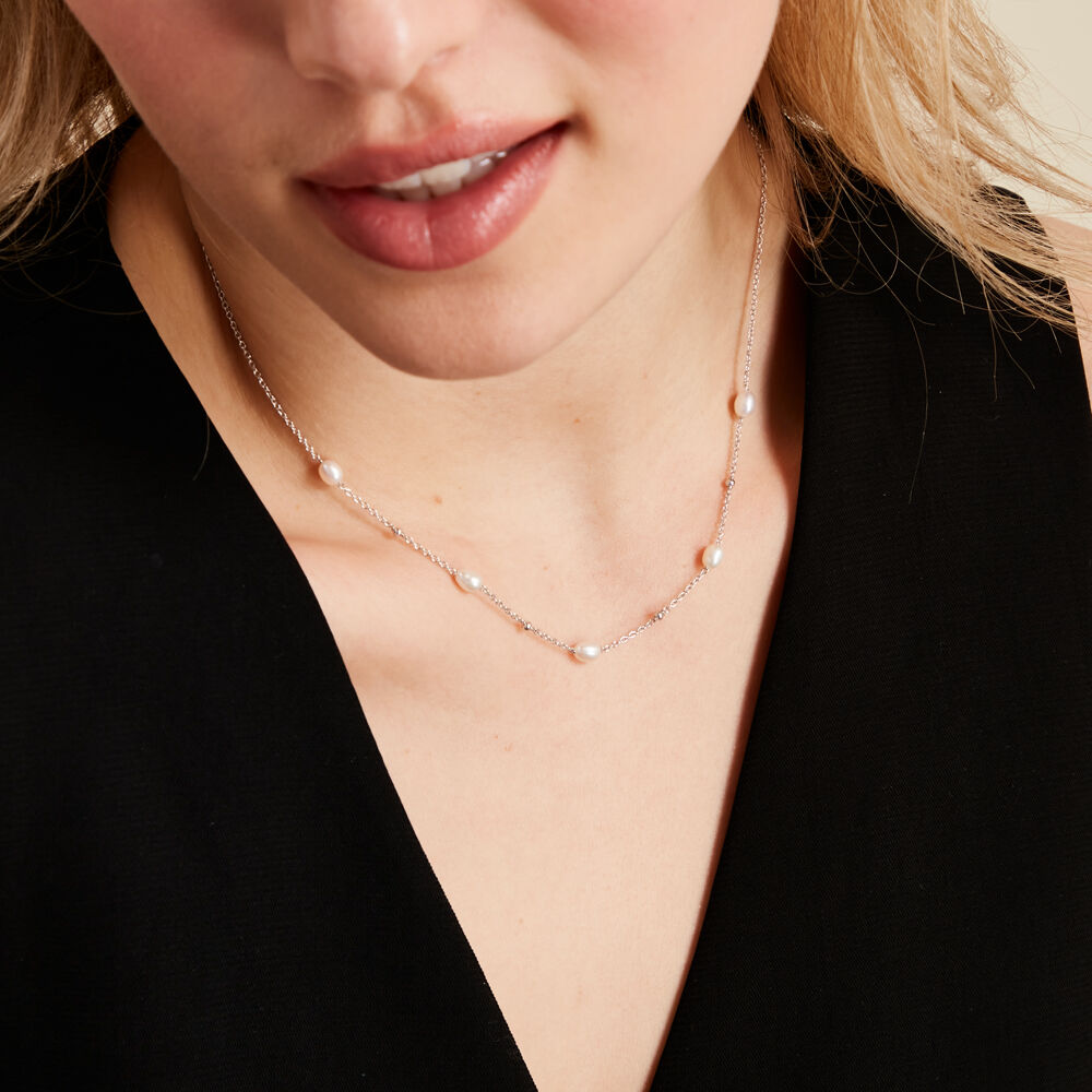 Collier Flawless Argent Blanc Perle De Culture - Colliers avec pierres Femme | Marc Orian