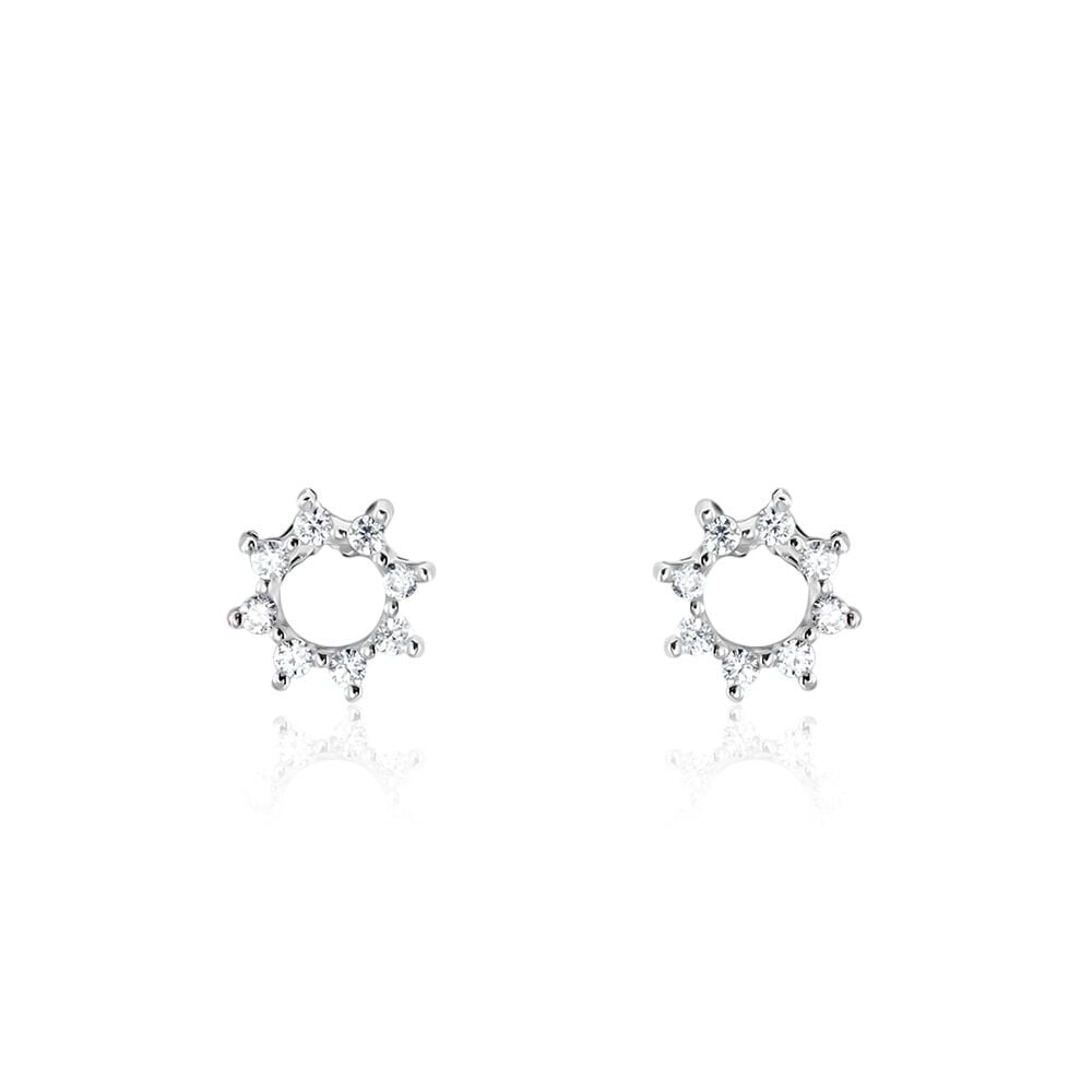 Boucles D'oreilles Puces Ama Argent Blanc Oxyde De Zirconium - Puces Femme | Marc Orian