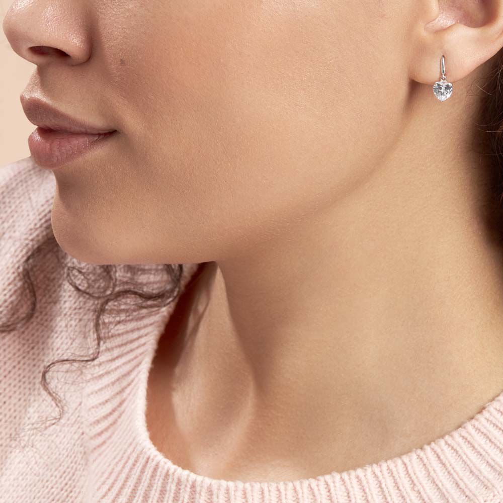 Boucles D'oreilles Pendantes Bo Coeur Pm Or Blanc Oxyde De Zirconium - Pendantes Femme | Marc Orian