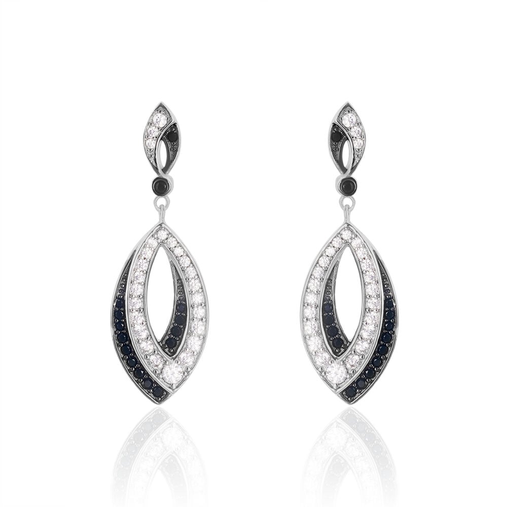 Boucles D'oreilles Pendantes Liv Argent Blanc Oxyde De Zirconium - Pendantes Femme | Marc Orian