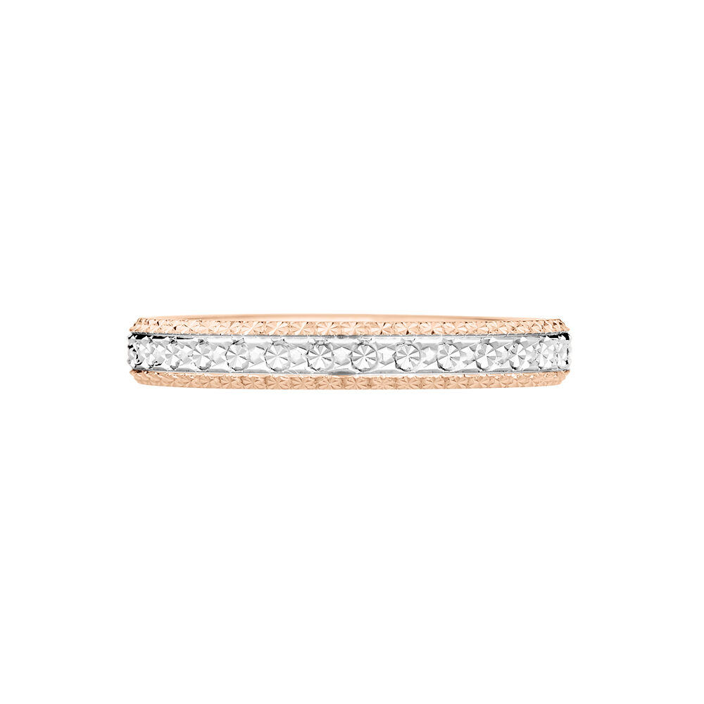 Alliance Multi Facettes Diamantee Demi Jonc Classique Or Bicolore - Alliances duo Femme | Marc Orian