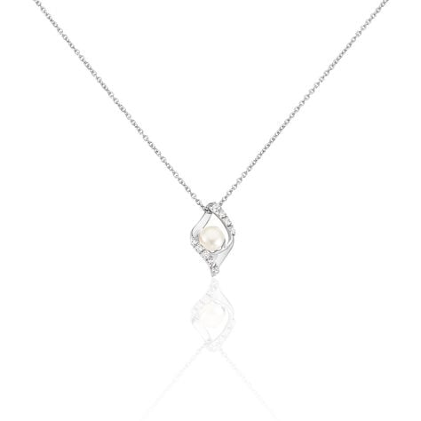 Collier Laurene Argent Blanc Perle De Culture Et Oxyde De Zirconium - Colliers avec pierres Femme | Marc Orian
