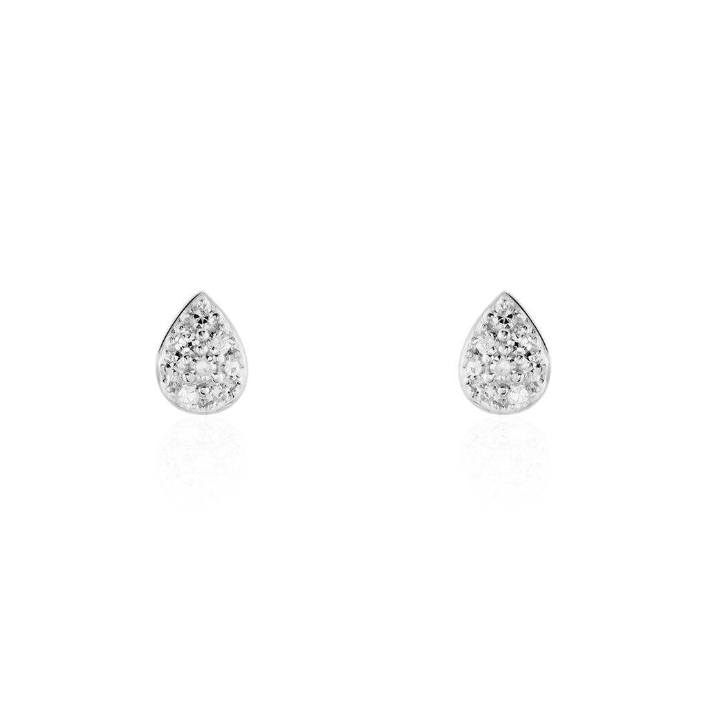 Boucles D'oreilles Puces Nevena Or Blanc Diamant - Puces Femme | Marc Orian