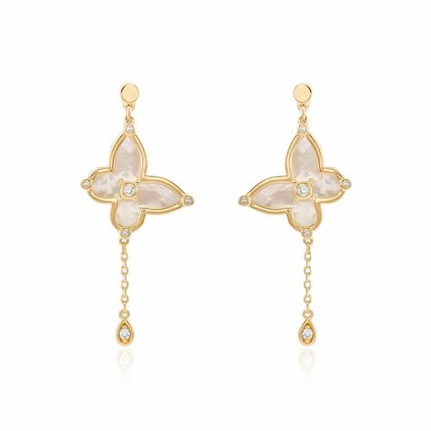 Boucles D'oreilles Pendantes Areli Plaque Or Doré Nacre Oxyde - Pendantes Femme | Marc Orian