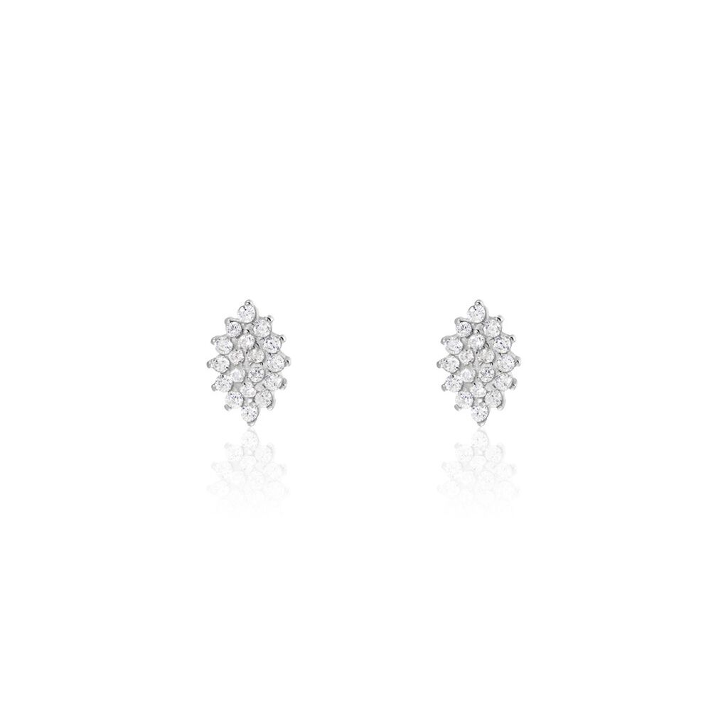 Boucles D'oreilles Puces Argent Blanc Hellouin Oxydes De Zirconium - Puces Femme | Marc Orian