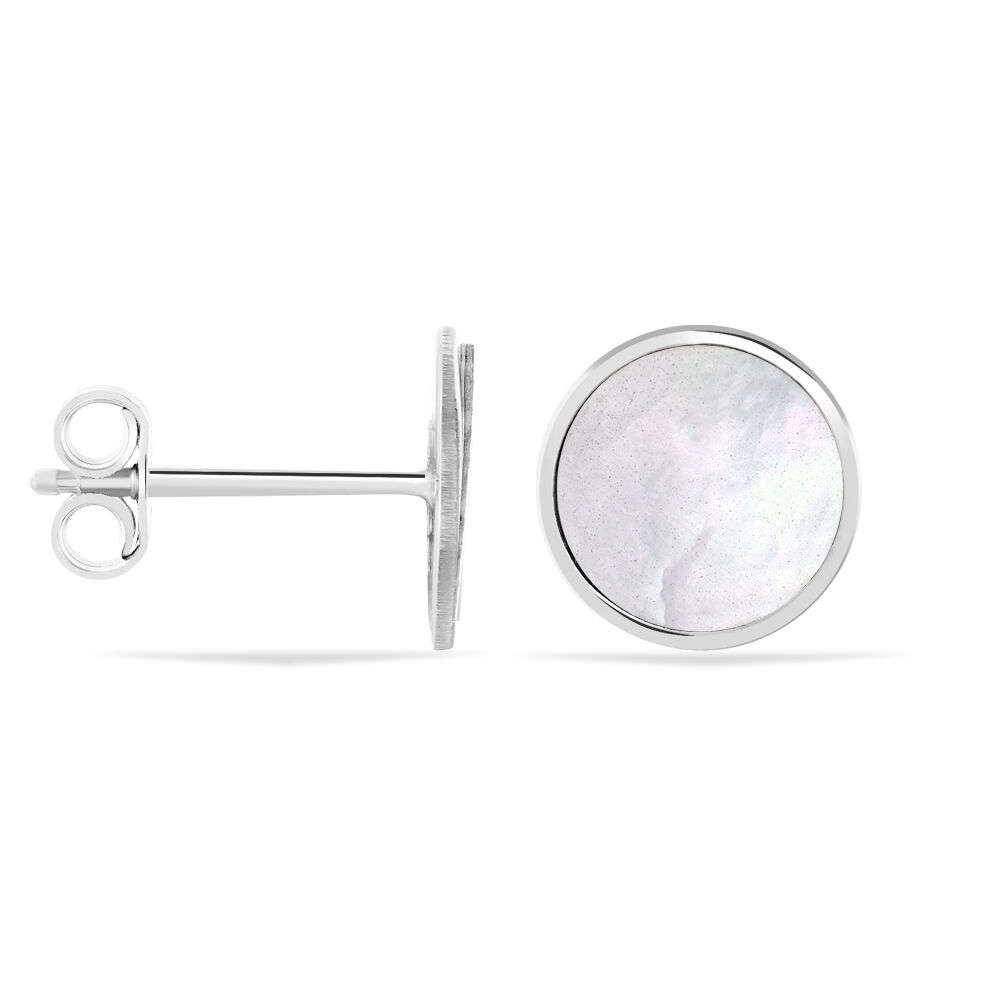 Boucles D'oreilles Puces Zoelle Argent Blanc Nacre - Puces Femme | Marc Orian