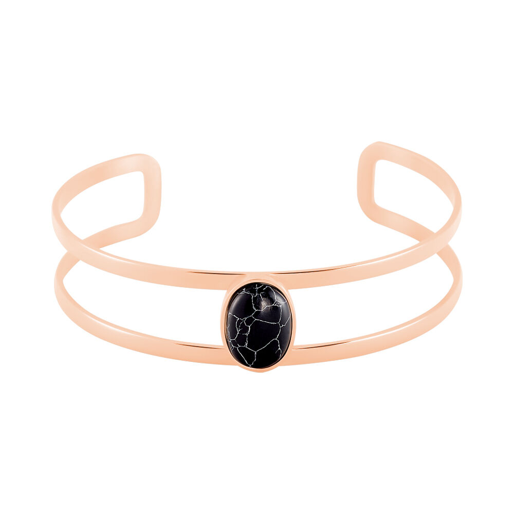 Bracelet Jonc Eline Acier Rose Pierre De Synthese - Bracelets joncs Femme | Marc Orian