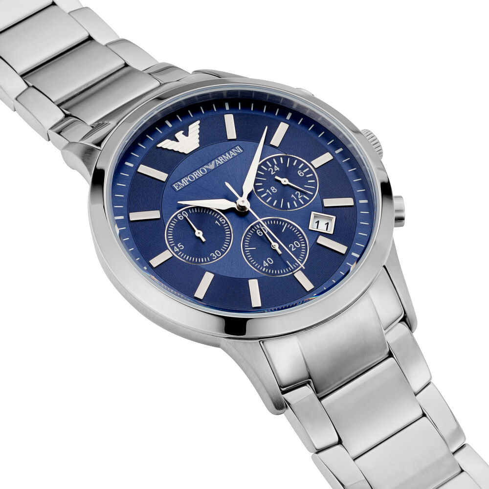 Emporio armani blue chronograph watch top