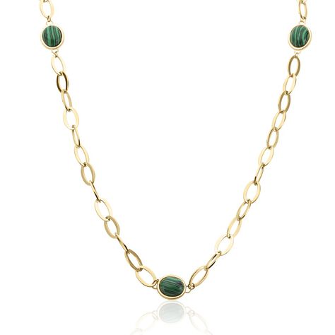 Collier Julyan Acier Dor&eacute; Malachite - Colliers avec pierres Femme | Marc Orian