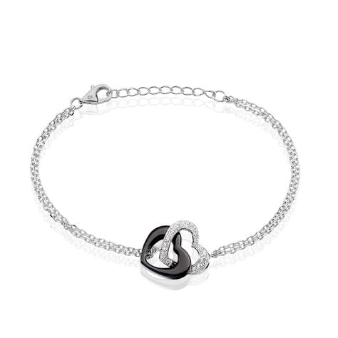 Bracelet Lovea Argent Blanc C&eacute;ramique Et Oxyde De Zirconium - Bracelets Anneaux Entrelaces Femme | Marc Orian