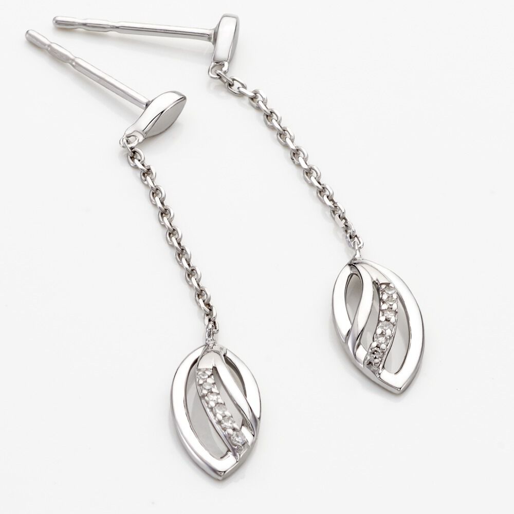 Boucles D'oreilles Pendantes Or Blanc Aatami Diamants - Pendantes Femme | Marc Orian