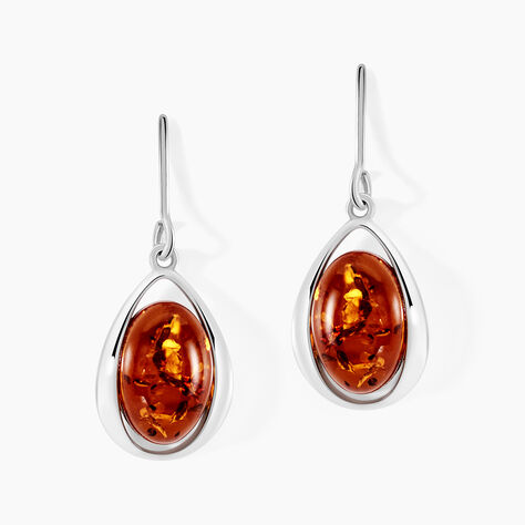 Boucles D'oreilles Pendantes Hilda Argent Blanc Ambre - Pendantes Femme | Marc Orian