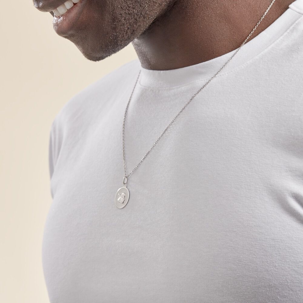 Pendentif Hannae Or Blanc - Médailles et médaillons Famille | Marc Orian