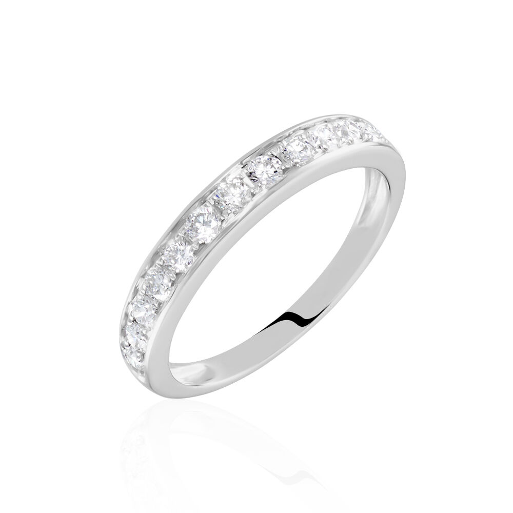Demi-alliance Or Blanc  Valentine Diamant Synthetique - Alliances avec pierres Femme | Marc Orian