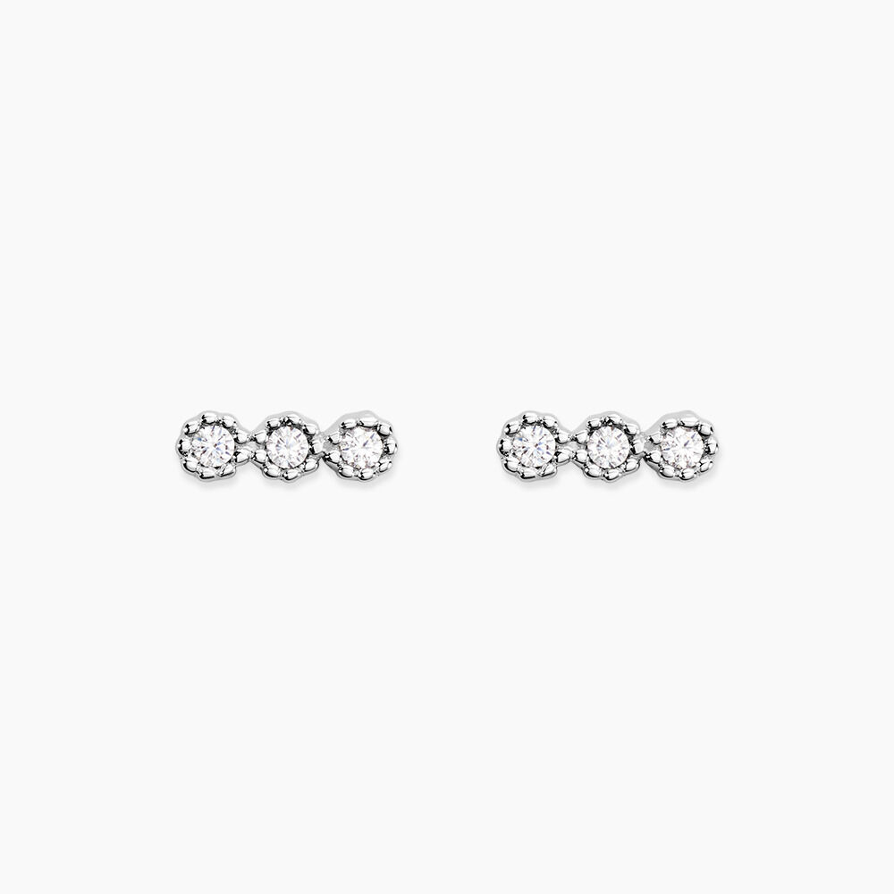 Boucles D'oreilles Puces Janys Argent Blanc Oxyde De Zirconium - Puces Femme | Marc Orian