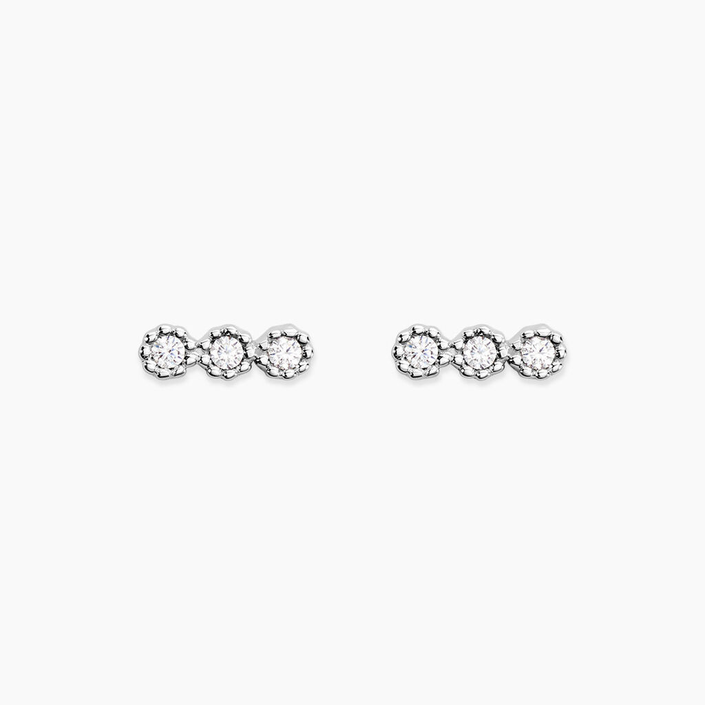 Boucles D'oreilles Puces Janys Argent Blanc Oxyde De Zirconium - Puces Femme | Marc Orian