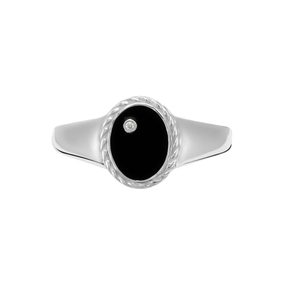 Bague Argent Blanc Lugus Email Et Oxyde De Zirconium - Bagues avec pierre Femme | Marc Orian