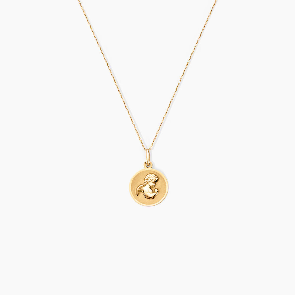 Pendentif Ange Rond Or Jaune - M&eacute;dailles et m&eacute;daillons Famille | Marc Orian