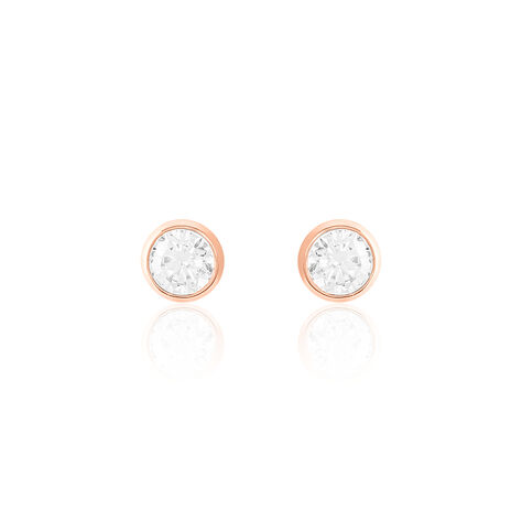 Boucles D'oreilles Puces Daria Serti Clos Or Rose Oxyde De Zirconium - Puces Femme | Marc Orian