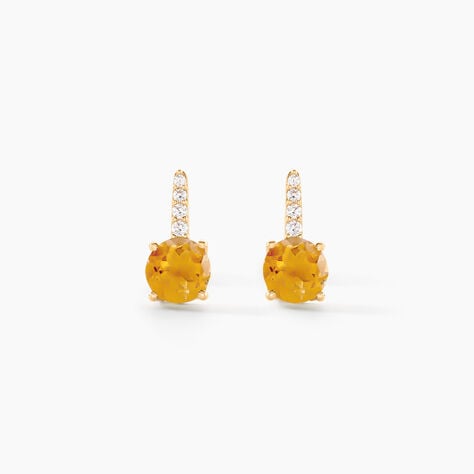 Boucles D'oreilles Puces Monroe Or Jaune Citrine Oxyde De Zirconium - Puces Femme | Marc Orian