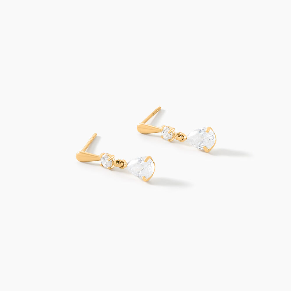 Boucles D'oreilles Pendantes Ernst Goutte Or Jaune Oxyde De Zirconium - Pendantes Femme | Marc Orian