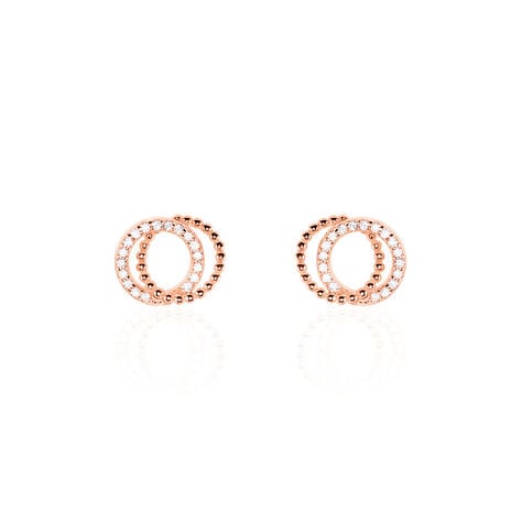Boucles D'oreilles Puces Janne Argent Rose Oxyde De Zirconium - Puces Femme | Marc Orian